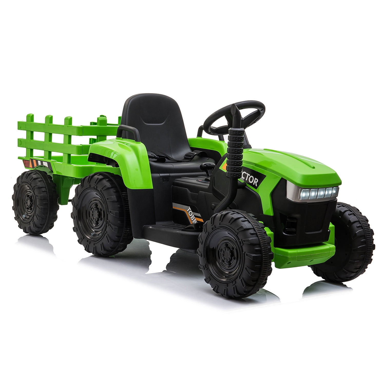 Tobbi 12V Electric Tractor Vehicles Ride On Tractor with Trailer 3-Gear-Shift Battery-Powered