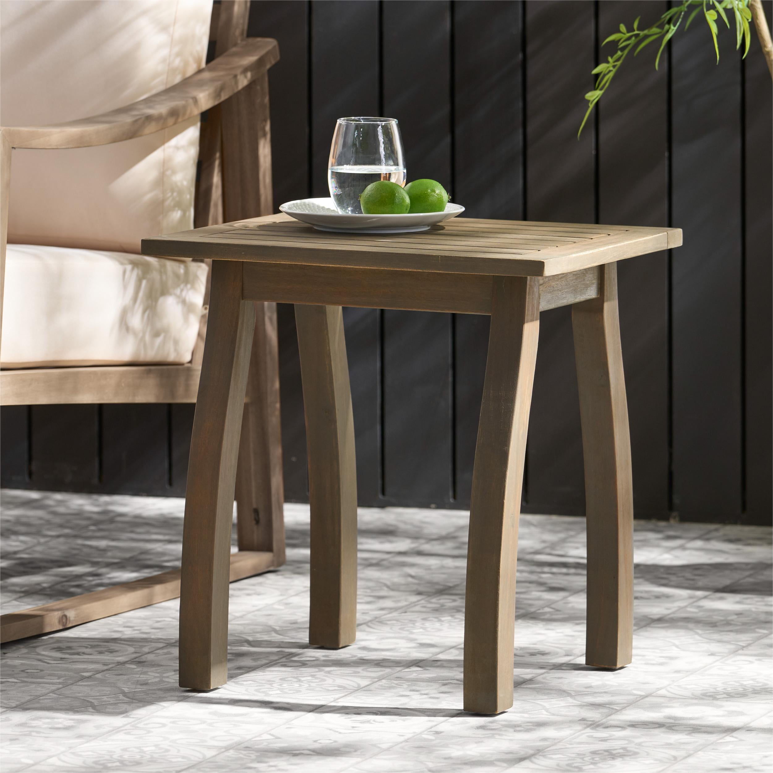 Outdoor Side Table,Small Square Wood End Table,Grey