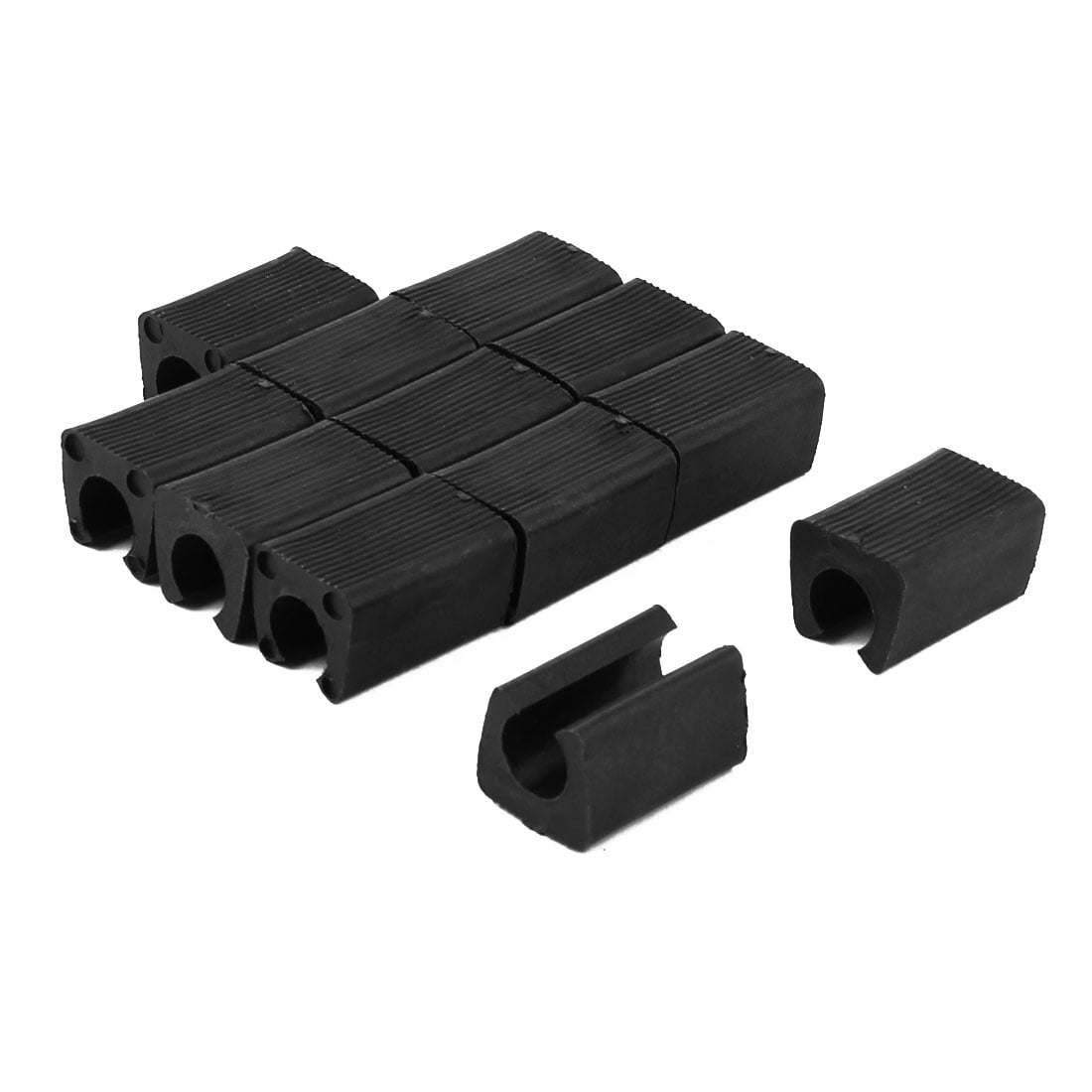 Plastic U Shape 11mm Anti-slip Chair Foot Cover Table Furniture Leg Protector Black 12 Pcs