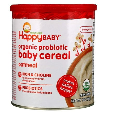 Nurture Inc. (Happy Baby), Organic Probiotic Baby Cereal, Oatmeal, 7 oz (pack of