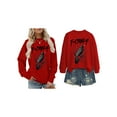 thumbnail image 3 of Suéter Estampado para Mujer, Cuello Redondo, Larga, Estilo Pullover Rojo S, 3 of 5