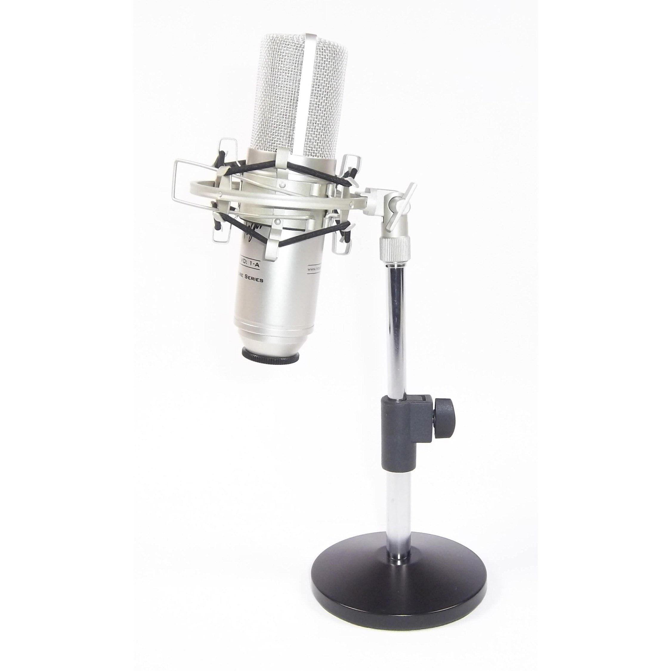 Harlan Hogan Universal Desktop Microphone Stand - adjustable height with US & International thread adapter