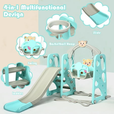 Toboggan Aire De Jeux Pour Enfants Aire De Jeux 3 En 1 Avec Toboggan Balancoire Avec Echelle Exterieur Et A L Interieur Jardin Pour Enfants 1 A 6 Ans Walmart Canada