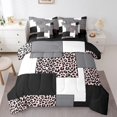 thumbnail image 1 of YST Striped 7 Pcs Comforter Set for Boys,Abstract Leopard Printed Bed in A Bag,Modern Square Bedding Sets,Black Geometric Reversible Bed Sets with Sheet Set Soft,King, 1 of 5
