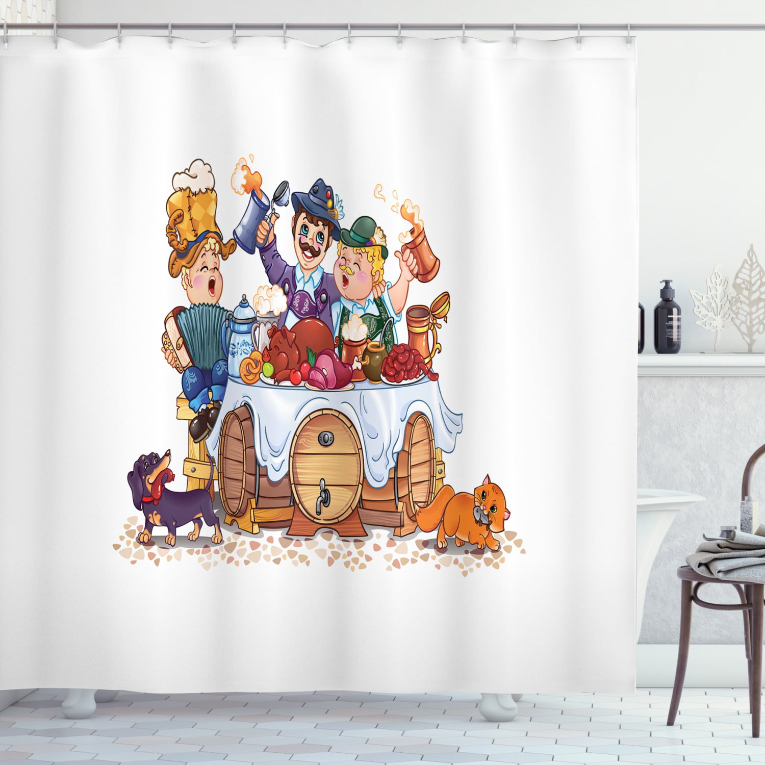 Thanksgiving Day Cartoon Owl Shower Curtain Bathroom Fabric & 12Hooks 71*71inch 