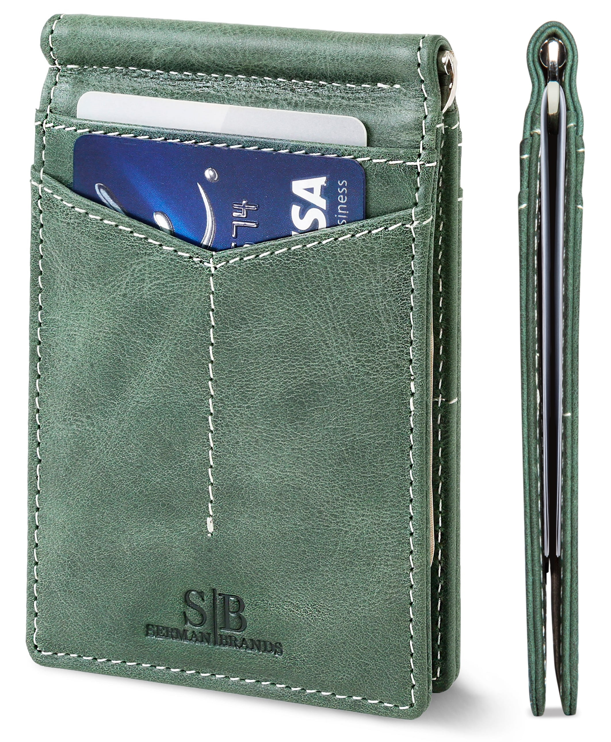YBONNE New Slim Wallet with Money Clip Finest Genuine Leather RFID Blocking 