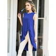 thumbnail image 3 of DARING DIVA Women's High Low Hem Crew Neck Sleeveless Tunic Top Royal Blue S, 3 of 7