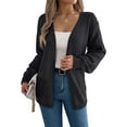 thumbnail image 2 of Crochet Cardigan for Women Long Sleeve Open Front Knit Oversized Cardigan Sweaters Black S, 2 of 9
