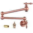thumbnail image 4 of Wowow Wall Mounted Pot Filler with 2-Handles Double Joint Swing Arm in Copper, 4 of 8