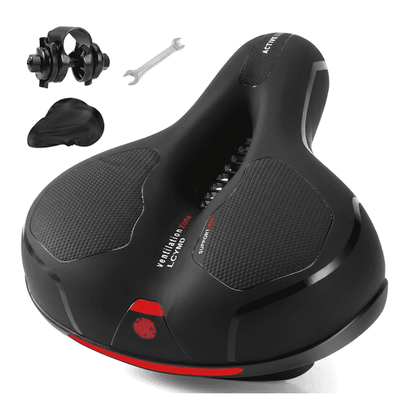 "Comfortable Bike Seat Cushion with Dual Shock Absorbing Balls, Wide Memory Foam Saddle for Men Women, Waterproof Universal Fit for Road Mountain Electric Bikes "