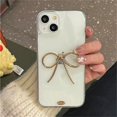 thumbnail image 1 of Elegant 3D Big Metal Bowknot Phone Case For iPhone 15 14 13 12 ProMax 11 Simple Cute Epoxy Clear Shockproof Cover For Gift Shell ZR, 1 of 7