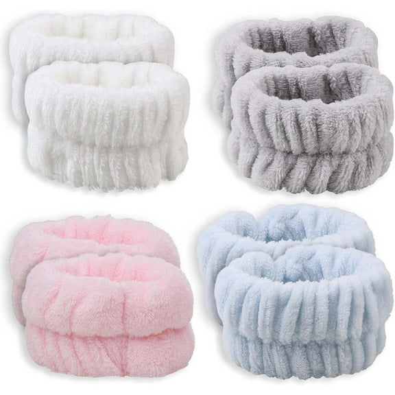 Wrist Towels for Washing Face 8Pcs Absorbent Face Washing Wrist Bands Cuffs Microfiber Spa Wristbands,Headband,Wrist Sweatband for Women Girls Prevent Liquid from Spilling Down Your Arms