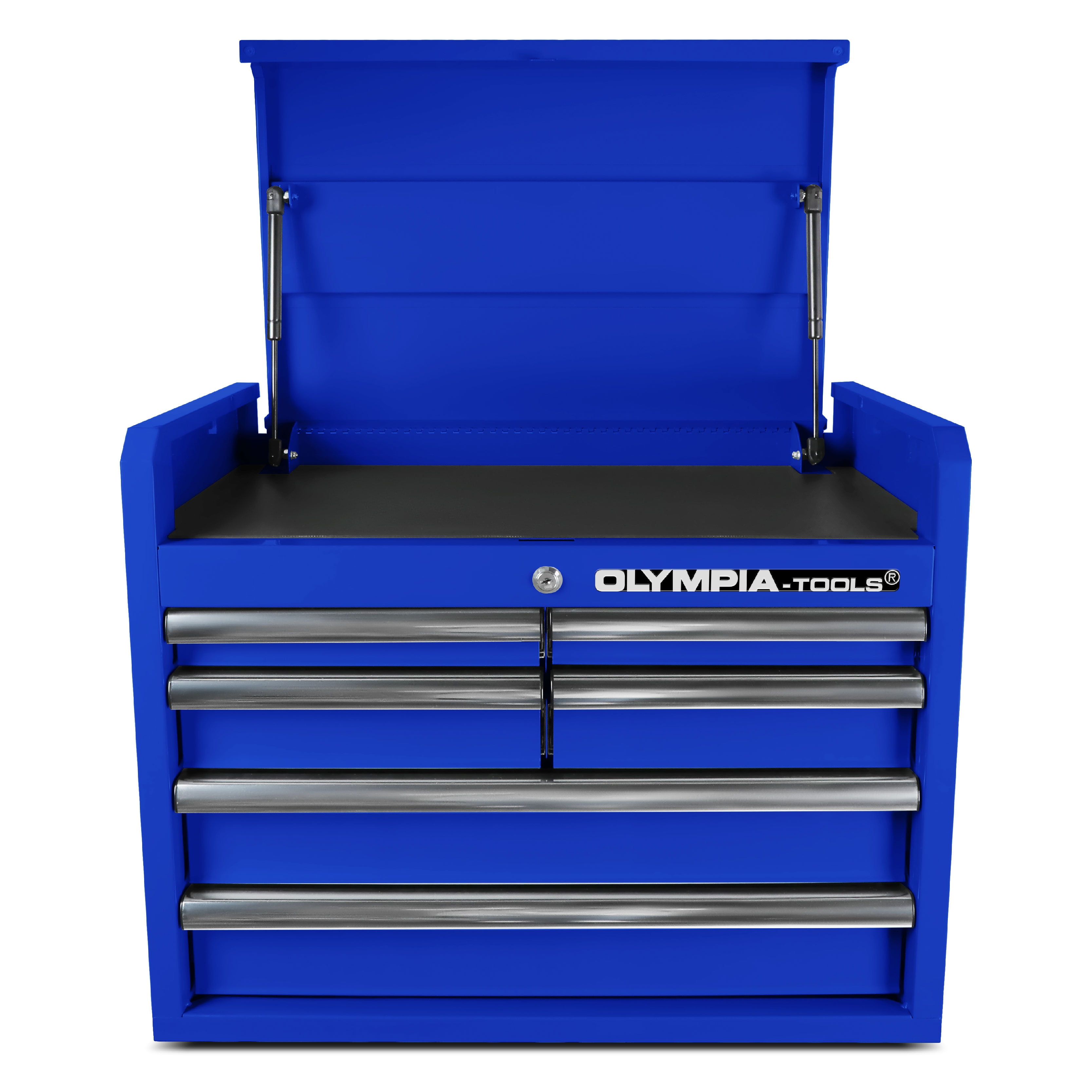 Olympia Tools 6 Drawer Tool Box, 26inch Top Metal Tool Storage Cabinet with Tray, Drawer Liner, Blue