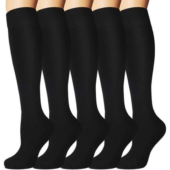 5 Pairs Warm Knee High Socks for Women-Thermal Cotton Socks for Hiking.Work.Winter.Gifts