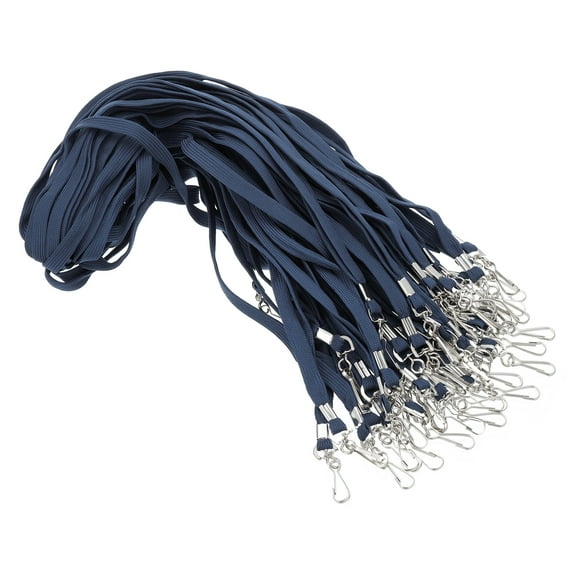 Uxcell 47cm Lanyards Bulk, 100Pcs Teacher Lanyards for ID Badges Keys Badge Lanyard Durable Personalized with Clip for ID Card, Navy Blue