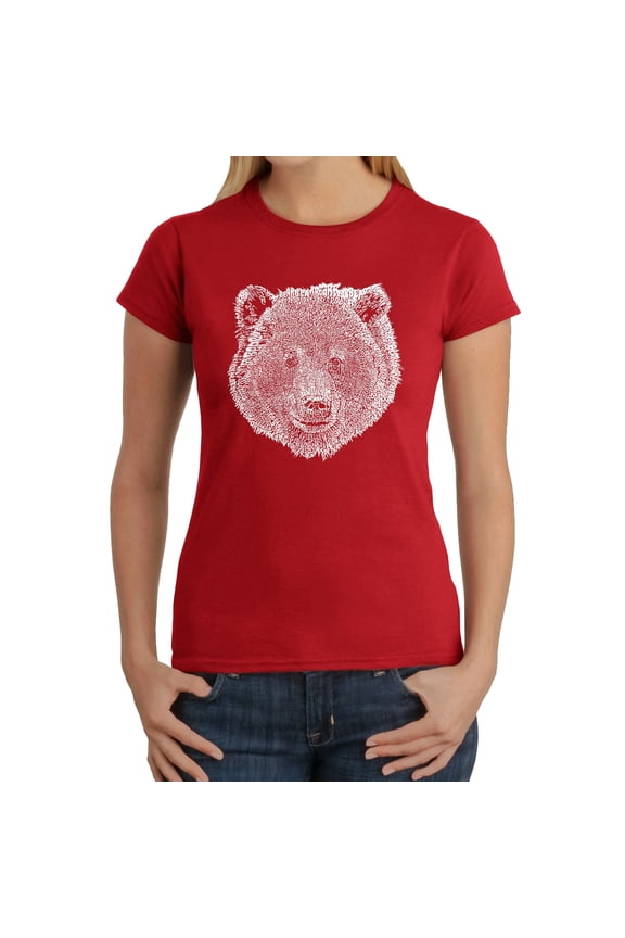 Women's Word Art T-Shirt - Bear Face