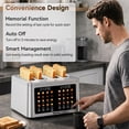 thumbnail image 3 of Mecity 4 Slice Smart Touchscreen Toaster with Auto Lift, Stainless Steel Wide Slot Bagel Toaster, 8 Bread Presets & 8 Shade Settings, 30-Minute Keep Warm Function, Memory Function, 3 of 10