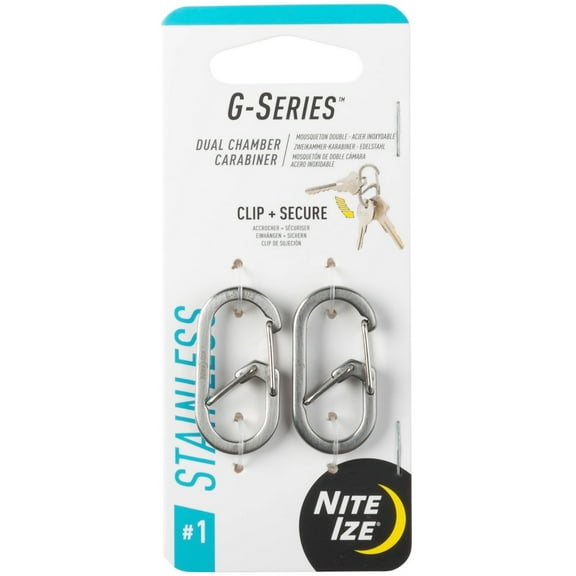 Nite Ize 2-Pack G-Series Dual Chamber S.S. Carabiner #1 - Stainless