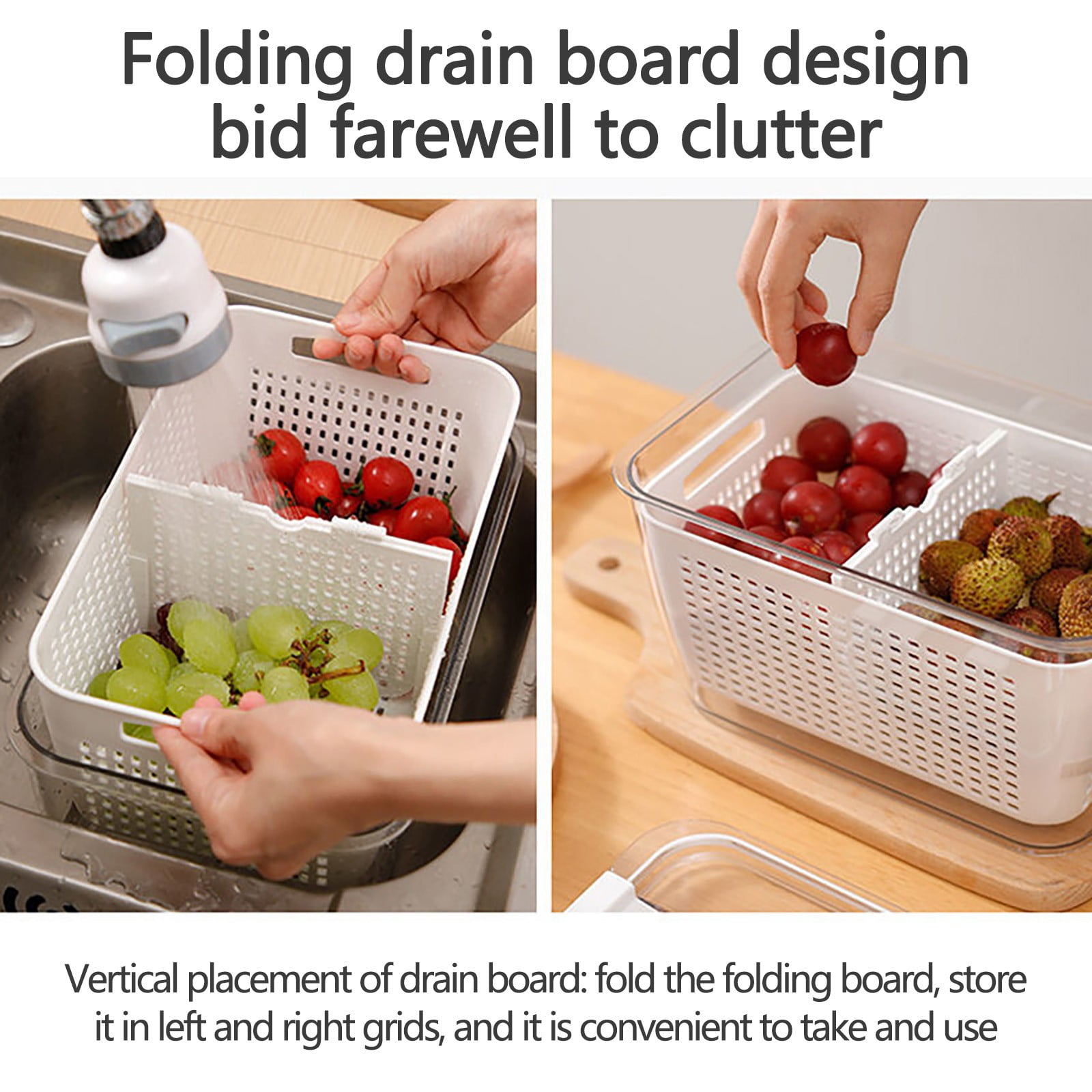 Wovilon Baskets Fruit Vegetable Storage Containers For Fridge Draining Fresh Containers 3 In 1 Produce Storage Containers Large Organizer Bins With Lid Colander
