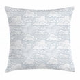 thumbnail image 1 of Cloud Throw Pillow Cushion Cover, Stylized Clouds on Stripes Background Ornamental Oriental Design Inspirations, Decorative Square Accent Pillow Case, 24 X 24 Inches, Blue and White, by Ambesonne, 1 of 2