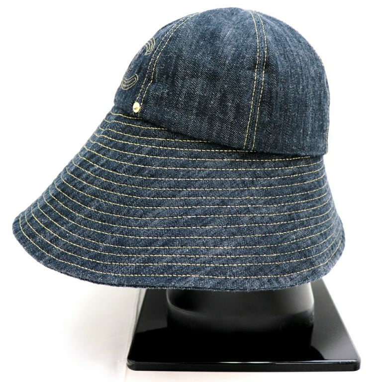 used Pre-owned Chanel Coco Mark Denim Capelin Hat Women's Indigo M Cotton Bucket (Like New), Adult Unisex, Size: Medium, Blue