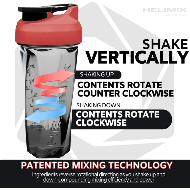 HELIMIX 2.0 Vortex Blender Shaker Bottle Holds upto 28oz, No Blending Ball  or Whisk, USA Made, Portable Pre Workout Whey Protein Drink Shaker Cup, Mixes  Cocktails Smoothies Shakes