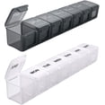 thumbnail image 1 of Extra Large Weekly Pill Organizer 2 Pcs, Daily Pill Cases For Pills/vitamin/fish Oil/supplements (black And White), 1 of 5