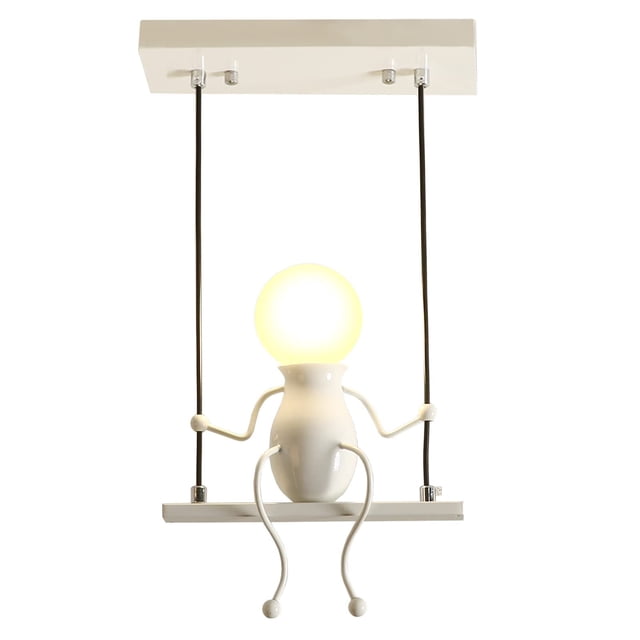 Iluminación colgante LED creativa, lámpara colgante de techo moderna para personas pequeñas, luces colgantes ajustables, isla de cocina, hierro, candelabros de muñecas de dibujos animados, dormitorios
