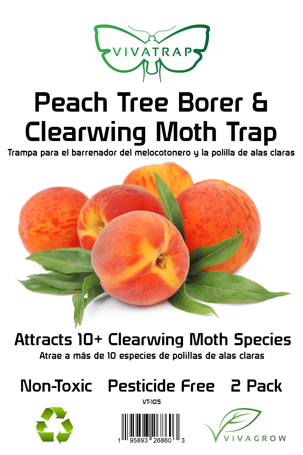 VivaTrap! VT-105 Peach Tree Borer + Clearwing Moth Trap & Lure (2 Pack)