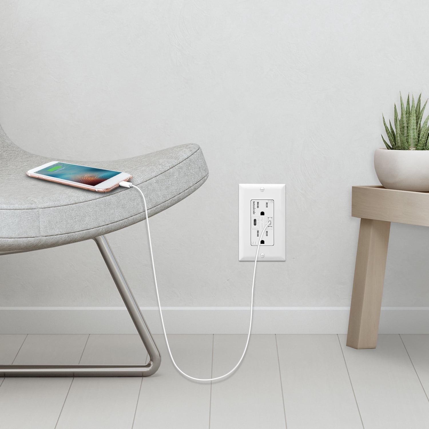 TOPGREENER 5.8A High Speed USB Type-C/A Combo Outlet, 15A Tamper-Resistant Receptacle, White, 3 Pack