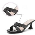 thumbnail image 7 of Sandals for Women 2025, Xunlbb Women's Summer New Plus-size Rhinestone Hollowed-out Chunky One-line Sandals(Black,Size:35), 7 of 7