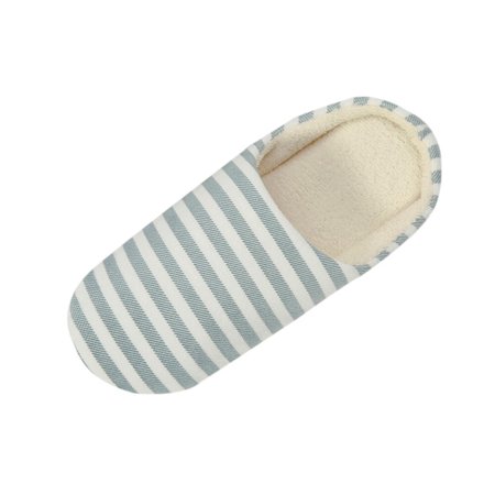 

Slippers for Women Women Men Warm Striped Slipper Indoors Anti-Slip Winter House Shoes Womens Slippers Flock Green 42-43