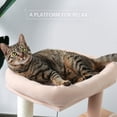 thumbnail image 6 of Cfowner Modern Wood Cat Tree, Cat Tower With Double Condos Spacious Perch Sisal Scratching Posts and Replaceable Dangling Balls, Beige, 6 of 7