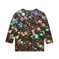 thumbnail image 4 of Spazoro Kids Girls Shirts Tee, Long Sleeve Crew Neck 2025 Shiny Printed Casual Loose Tops for Child Girls Coffee Size 3 T, 4 of 5