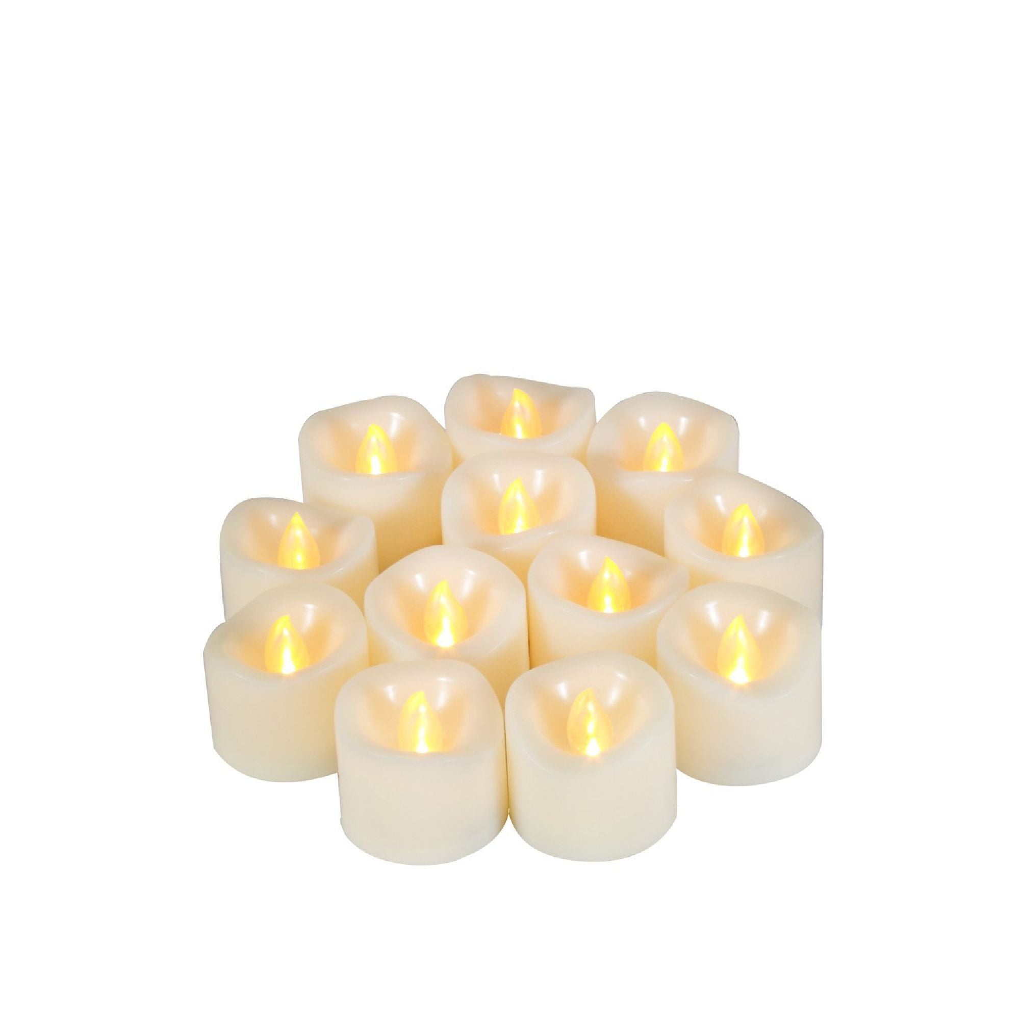 12 Pack Flameless LED Votive Candles Battery Operated Tealights Flicker w/Timer 