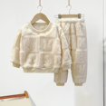 thumbnail image 4 of Pyjamas en Polyester pour Enfants 2 Pcs/ensemble Ensemble de Pyjamas pour Enfants Automne Hiver Couleur Unie Rabbit Col Rond Épais Chaud sous-Vêtements Thermiques Garçons Filles Manches Longues Haut Pantalon, 4 of 8
