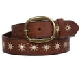 thumbnail image 2 of 1 1/2" (38 mm) Snap on Flower Embossed Vintage Leather Oval Jean Belt, 2 of 5