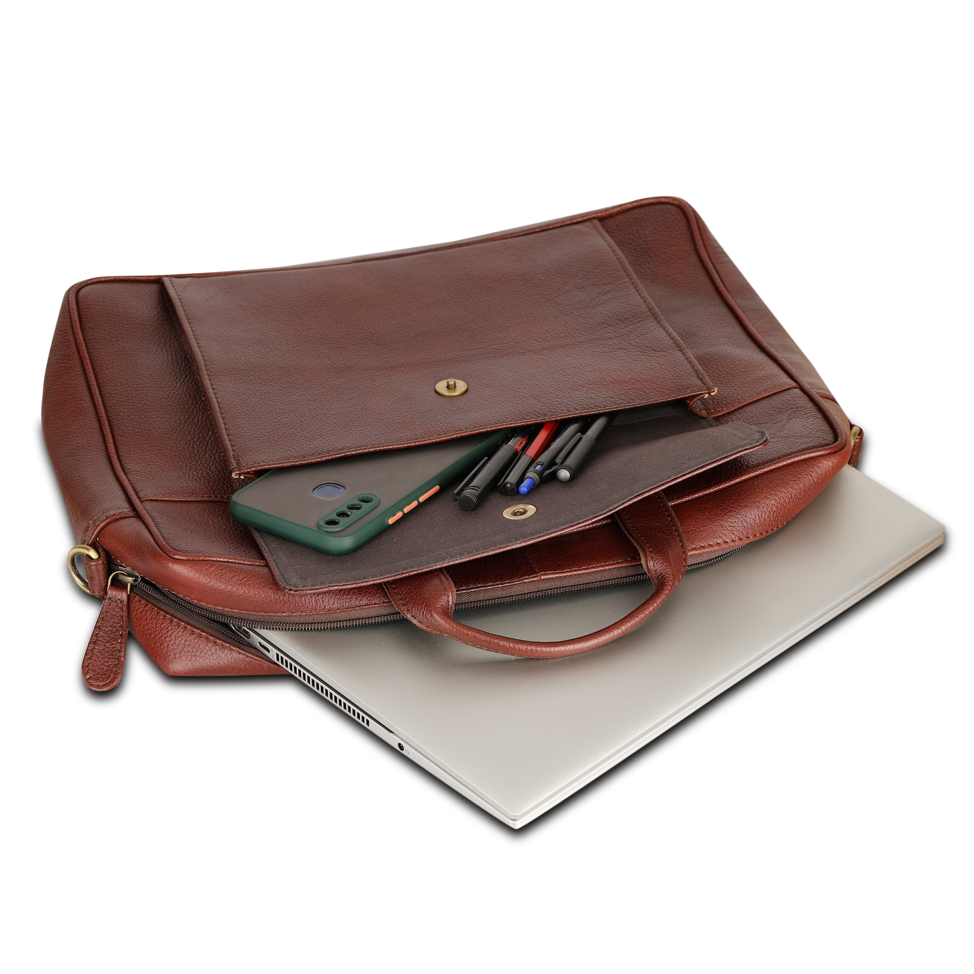 Wellbourne Sauve Cuer 14 Inch Leather Laptop Bag Crossbody messenger Handbag for Computer Perfect for Meetings Office Business Travel - Maroon
