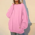 thumbnail image 2 of Riforla Womens Daily Print Long Pullover Letter O Neck Printing Long Sleeve Skateboard Hoodie Blouse Womens Sweatshirts Pink XXL, 2 of 9