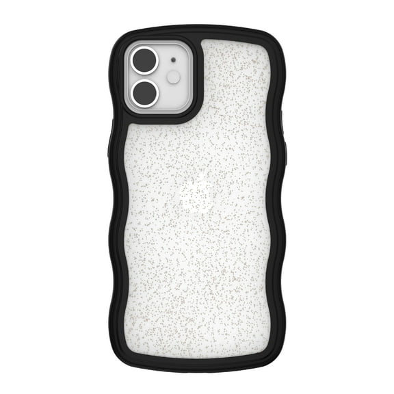 onn Wavy Grip Phone Case for iPhone 12 / iPhone 12 Pro - Black/Gold Glitter