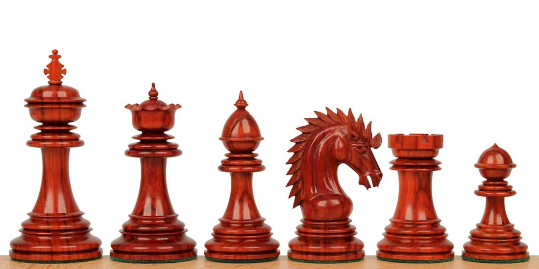 Cyrus Staunton Chess Set with Padauk & Boxwood Pieces - 4.4" King