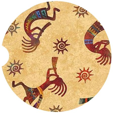 Kokopelli Car Coaster, Absorbent Stoneware Car Cup Holder Coaster, Set of 2