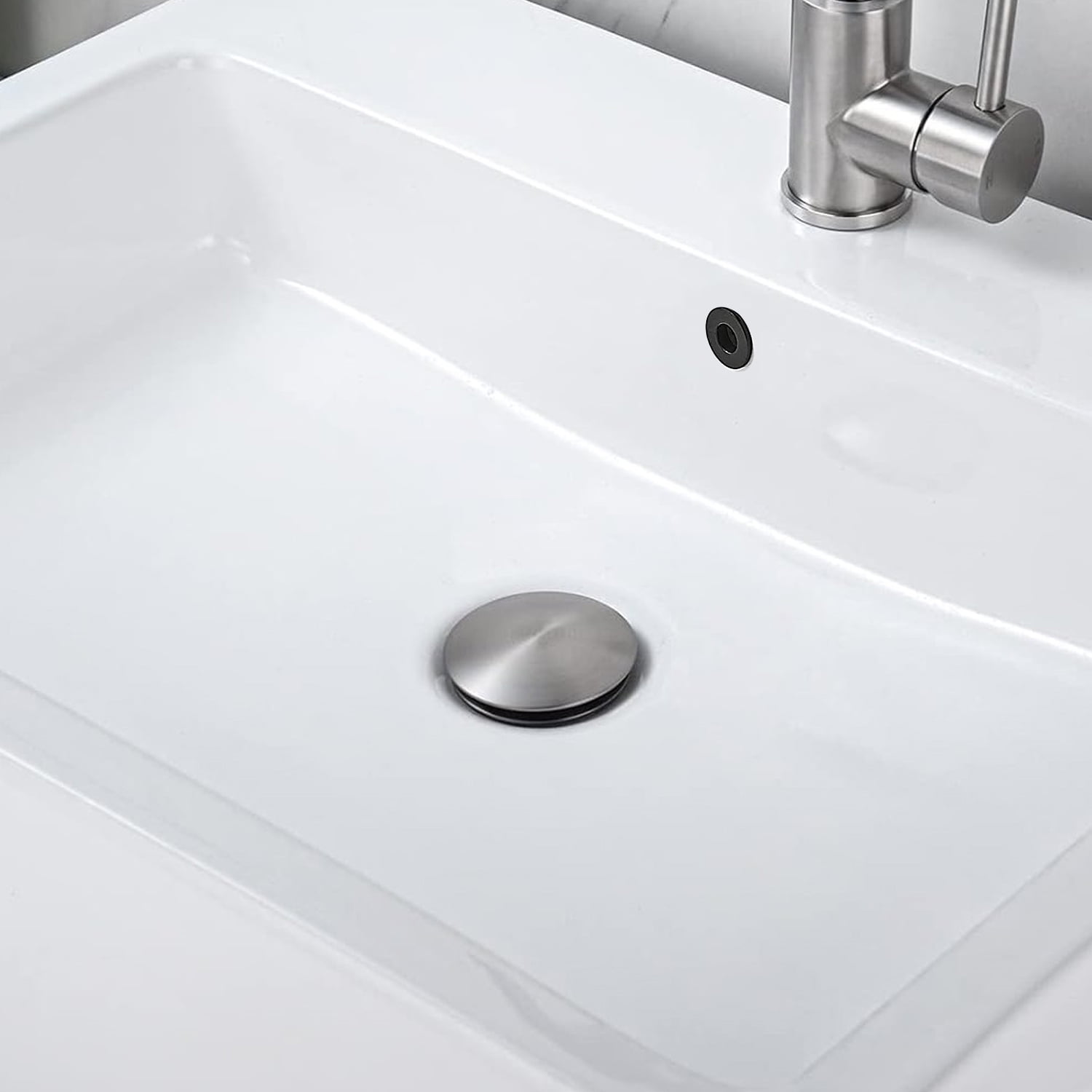Bathroom Sink Drain with Overflow, Vessel Sink Lavatory Vanity Pop Up Drain Stopper, 304 Stainless Steel