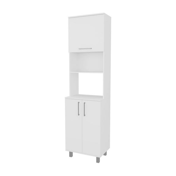 Fm Furniture Kayenta Kitchen Pantry with 2 Pneumatic Door, Open Storage, and Bottom Cabinet