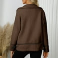 thumbnail image 6 of Fashion Winter Warm Fleece Jackets for Womens Plus Size Casual Solid Round Neck Pocket Hem Slit LooseTop Long Sleeve Parkas, 6 of 9