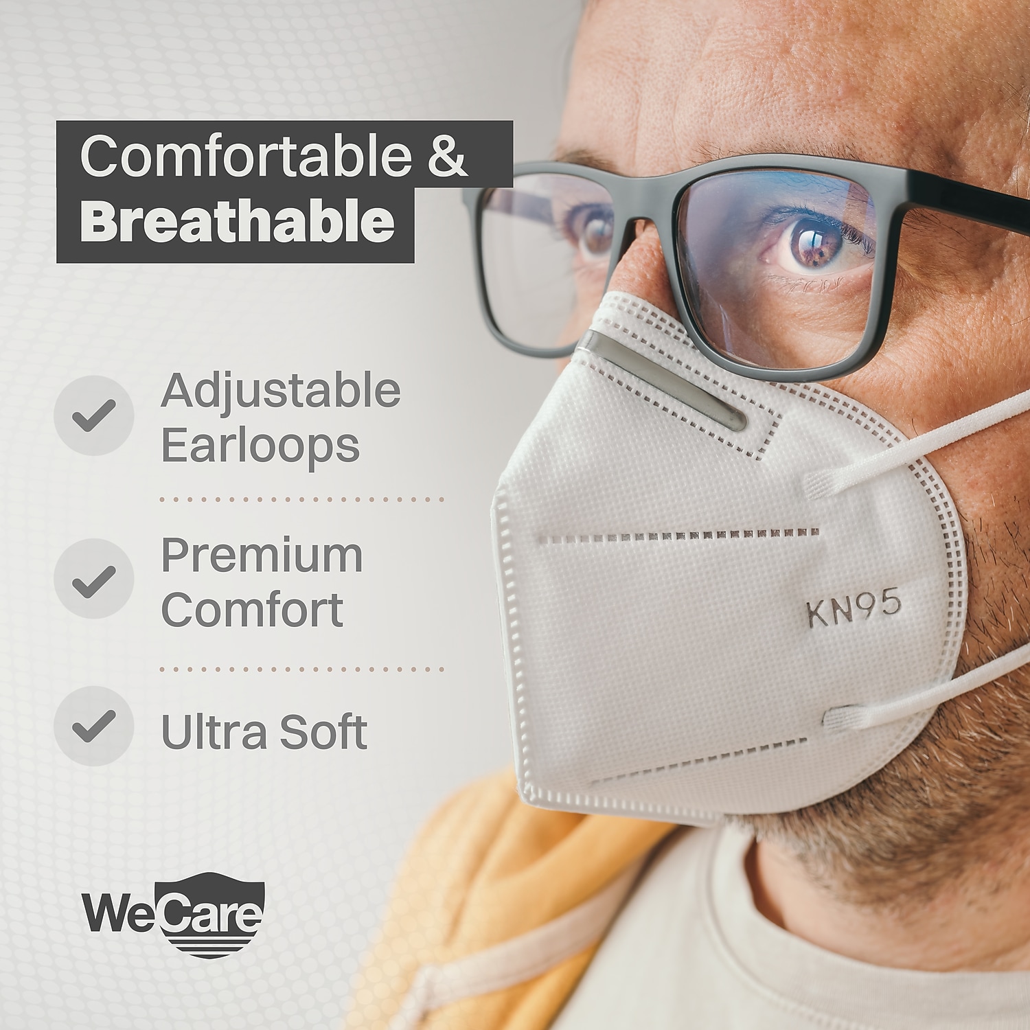 WeCare Disposable KN95 Face Mask Adult White 20 Masks/Box 50 Boxes/Pack (TBN202737) TBN202922