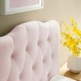 thumbnail image 5 of Contemporary Modern Urban Designer Bedroom Twin Size Tufted Headboard, Velvet Fabric, Pink, 5 of 5