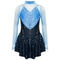thumbnail image 3 of Miutii Big Girls Jazz Latin Performance Dress Gymnastics Ballet Leotard Dress Figure Ice Skating Dance Clothing Blue 16, 3 of 5