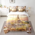 thumbnail image 2 of Feelyou 3D Eiffel Tower Bedding Comforter Set 7pcs, Romantic Paris City Queen Bedding Sets, Couple Anniversary Reversible Queen Sheet Sets, Luxury Bedroom Decor, 2 of 8