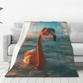 thumbnail image 1 of Fotbe Swimming Goggled Flamingo Manta de Franela Acolchonada con Estampado, Súper Suave y Esponjosa, Extra Grande para Sofá, Cama, Uso Todo el Año-40"x30", 1 of 7